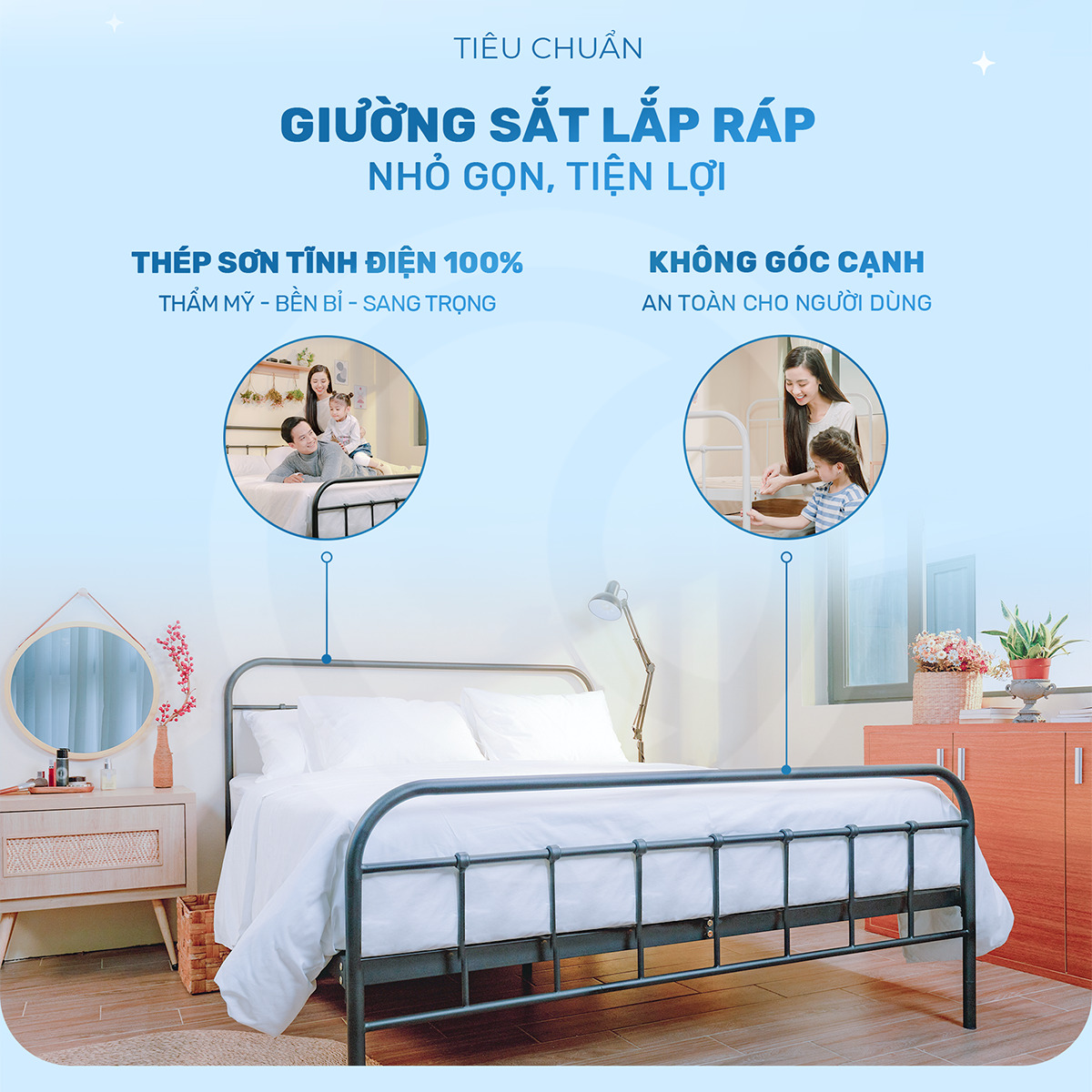 Giường sắt lắp ráp Willow