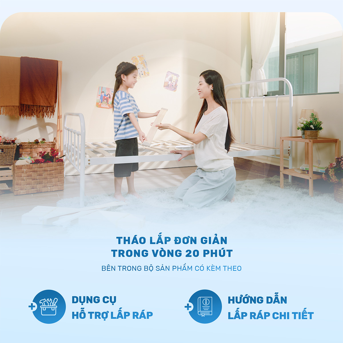 Giường sắt lắp ráp Willow