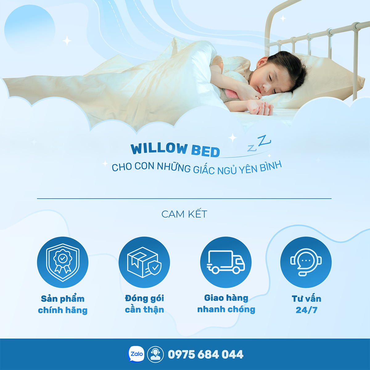 Giường sắt lắp ráp Willow
