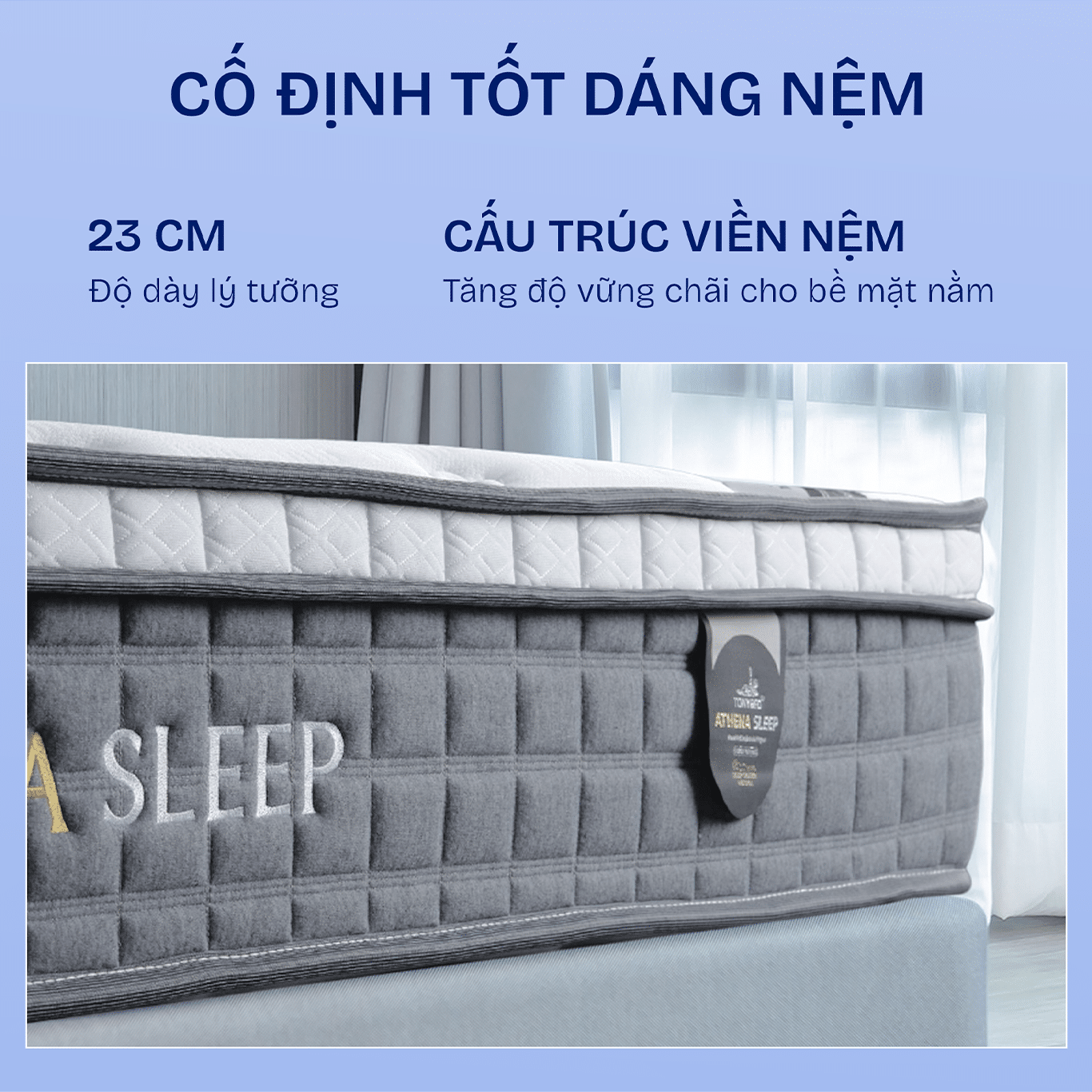 Nệm Athena Sleep lò xo túi 23cm