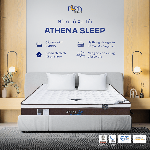 Nệm Athena Sleep lò xo túi 23cm