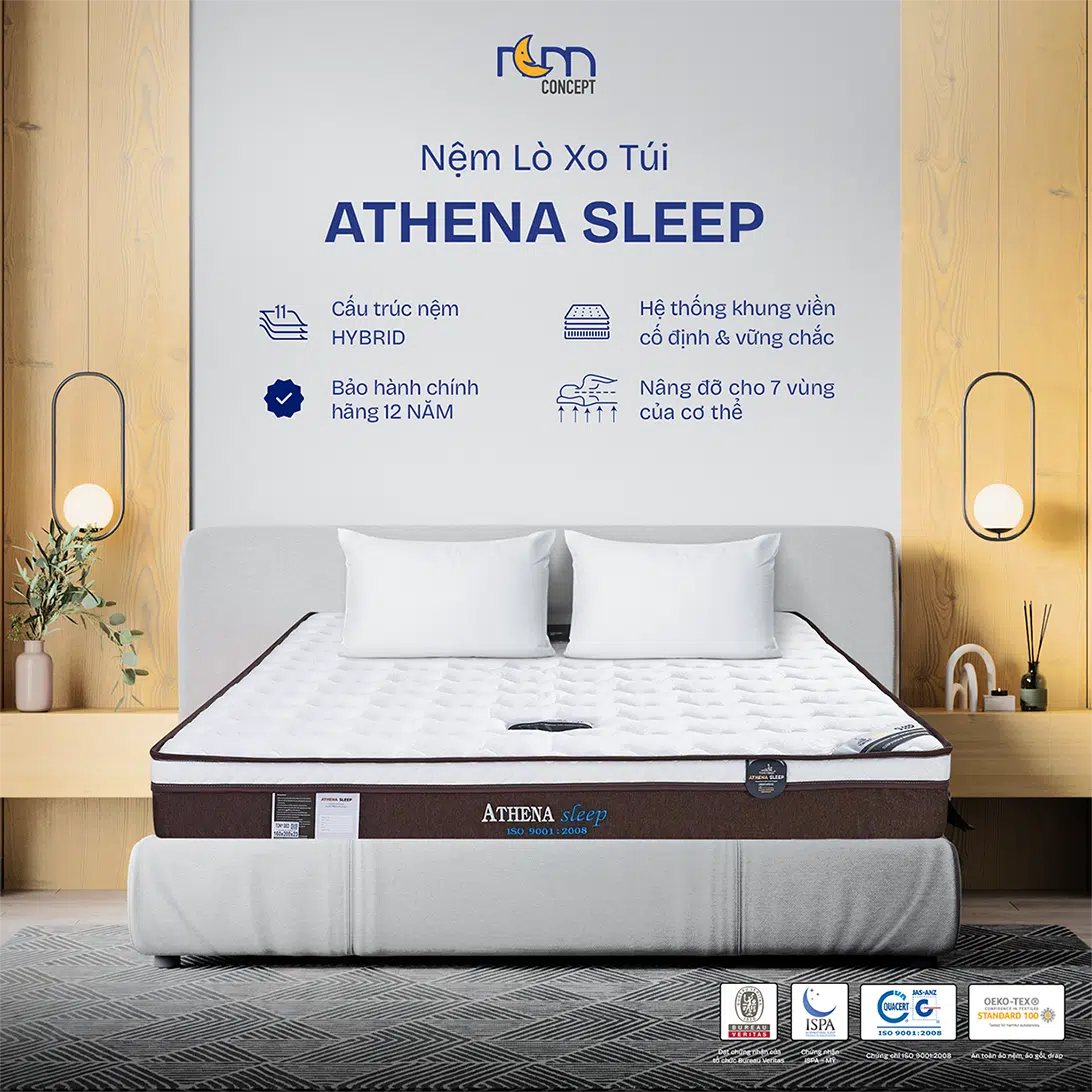 Nệm Athena Sleep lò xo túi 23cm